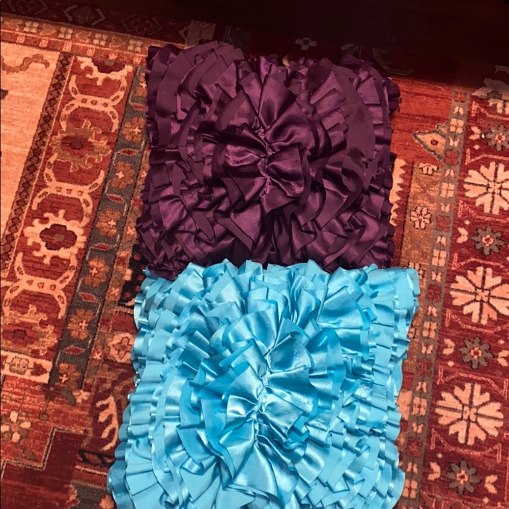 Two pillows blue and purple